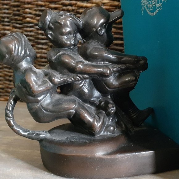 Vintage Solid Brass Tug of War Bookends - Picture 4 of 10